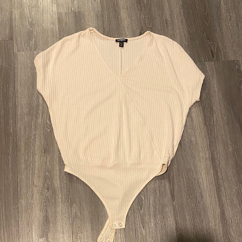 Express Cream Ribbed Bodysuit